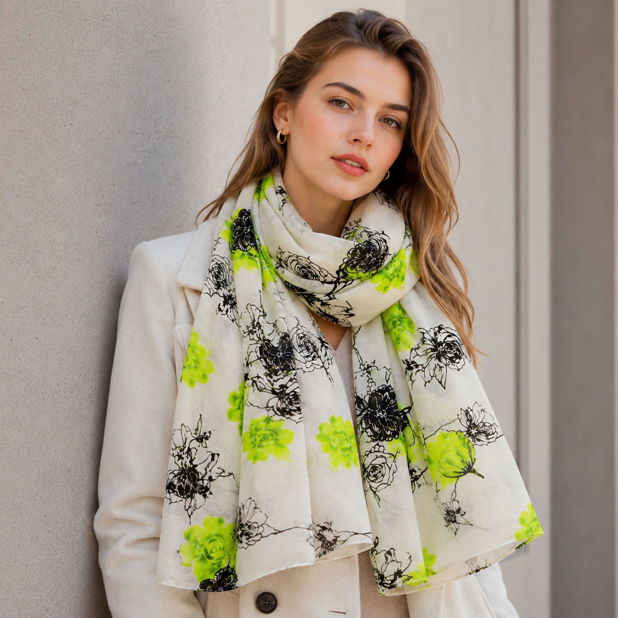 Digital Print Wool Scarf/Shawl 282
